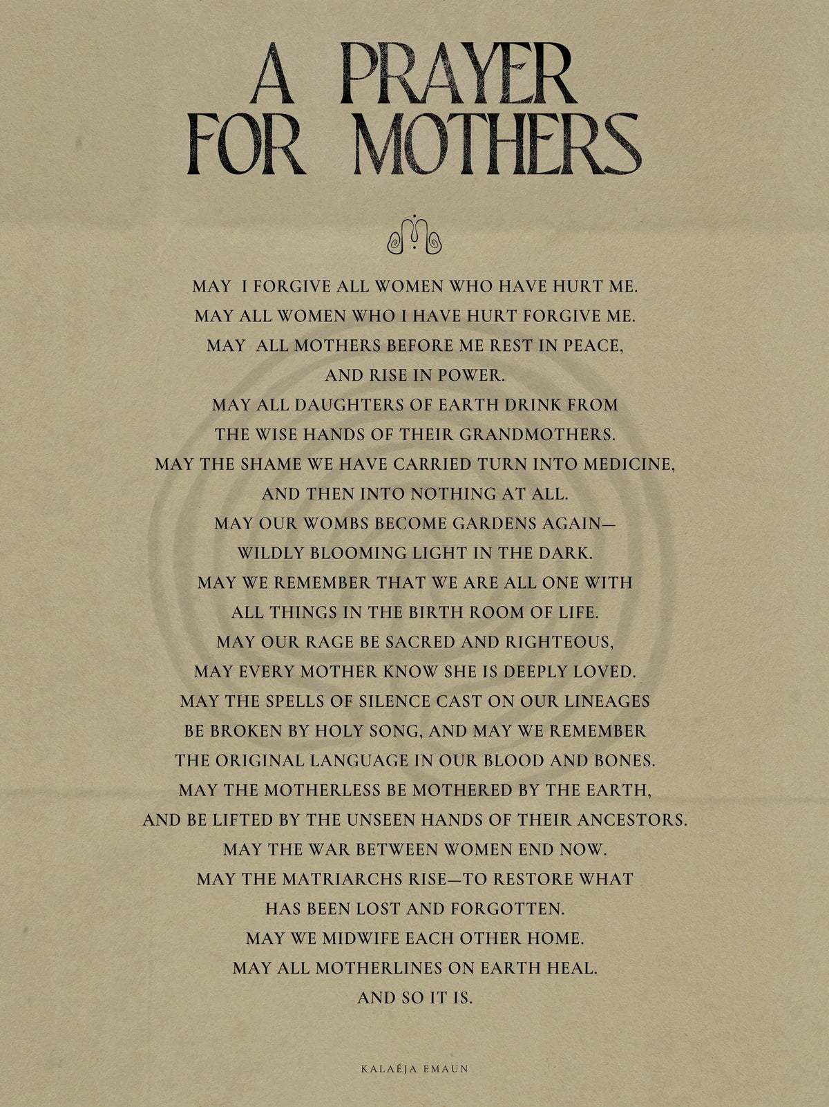 ‘A PRAYER FOR MOTHERS’ FINE ART PRINT